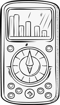 Handheld Device Graphic Featuring Navigation Compass and Data Display vector