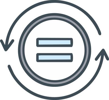 Equal Symbol Surrounded by Circular Arrows Depicting Exchange or Balance with Line Art vector