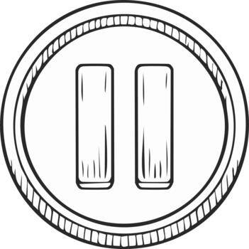 Black and white hand drawn pause button icon symbol for media player interface vector