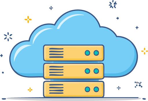 nube servidor hospedaje ilustración Internet tecnología concepto con linda servidores vector