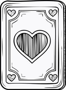 Stylized Heart Playing Card Back Design Simple Line Art Graphic Element vector