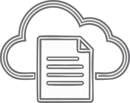 Cloud storage icon with file or document symbol showing online data processing vector