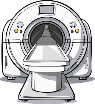 Modern Computed Tomography CT Scan Machine with Patient Bed for Advanced Medical Diagnostics vector
