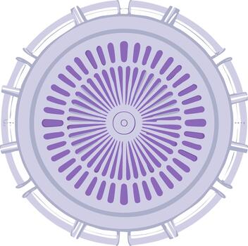 Circular Purple Pattern with Radial Lines in a Round Container with Handle Slots vector