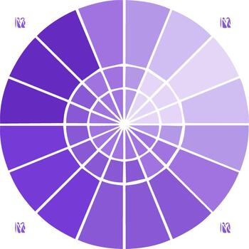 Concentric Circle Segments Displaying Purple Color Gradient with White Lines vector