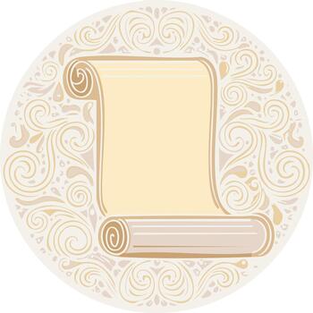 elegante volutas diseño blanco papel Desplazarse con florido frontera en suave tonos vector