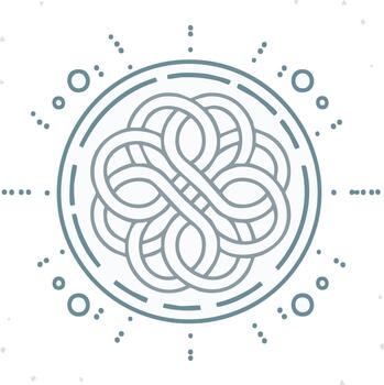 elegante resumen intrincado nudo modelo en un sereno circular cósmico diseño vector