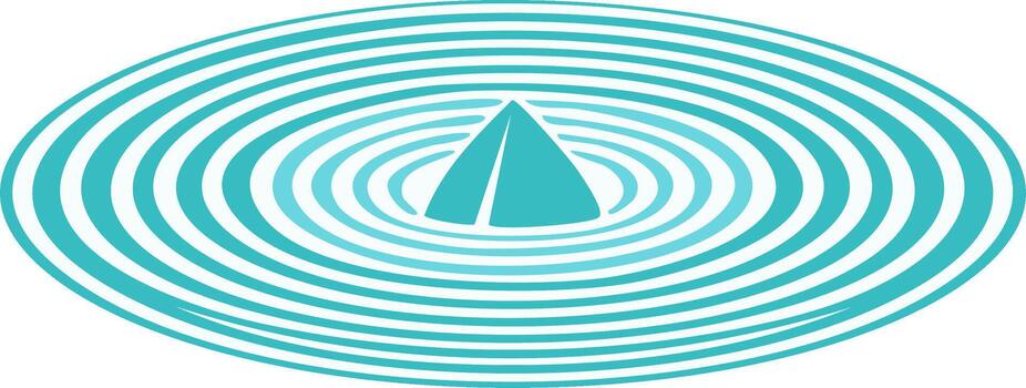 Turquoise Pyramid Surrounded by Concentric Circles Creates Abstract Geometric Design vector