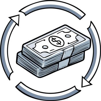 Money exchange and circulation with circular arrow infographic element vector