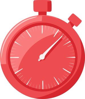 Red stopwatch counting seconds showing duration and urgency in time vector