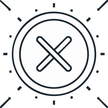 cruzar marca error firmar en circulo sencillo contorno estilo con guiones aislado en blanco vector