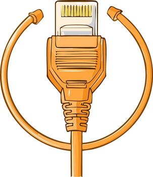 IT support and network health concept with an ethernet cable shaped like a stethoscope vector