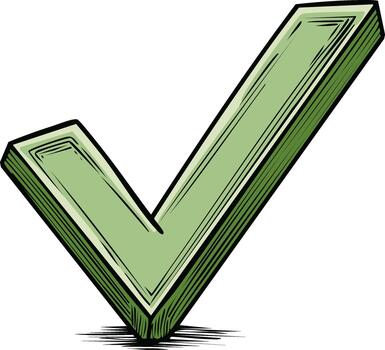 Bold Illustration of a Green Check Mark Symbol Design for Positive Feedback and Task Completion Icon vector