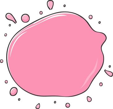 dibujos animados ilustración de un brillante rosado líquido chapoteo con pequeño gotas. amorfo gota para diseño vector