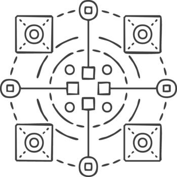 Abstract Networking Structure Hand Drawn Illustration Connecting Nodes and Components vector