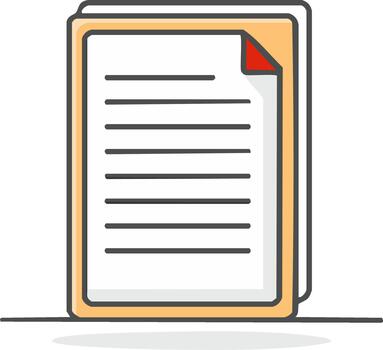 Stack of documents or papers with red corner, abstract paperwork icon vector