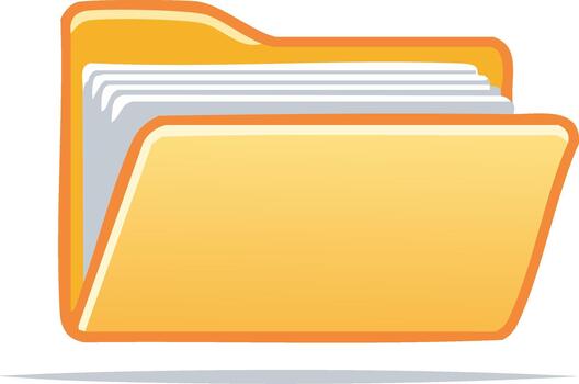 gráfico representación de un abierto amarillo archivo carpeta con documentos dentro para datos administración vector