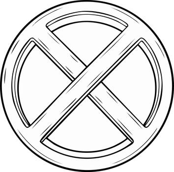 Circular design with an X shape inside. Geometric illustration of a symbol vector