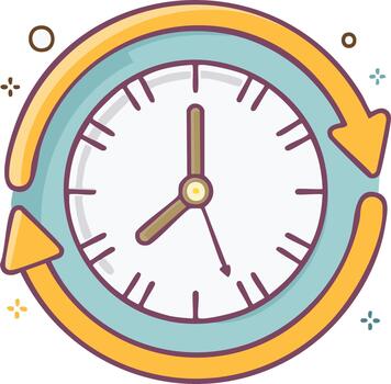 Around the clock concept icon with a circular arrow symbol for time management and schedule vector