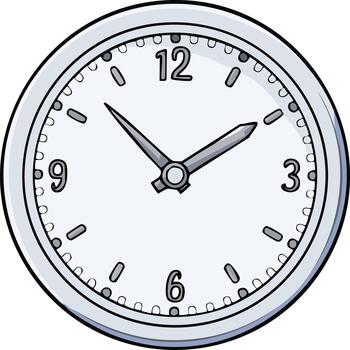 Clean cartoon clock face with clear numbers and hands indicating time or deadline concept vector