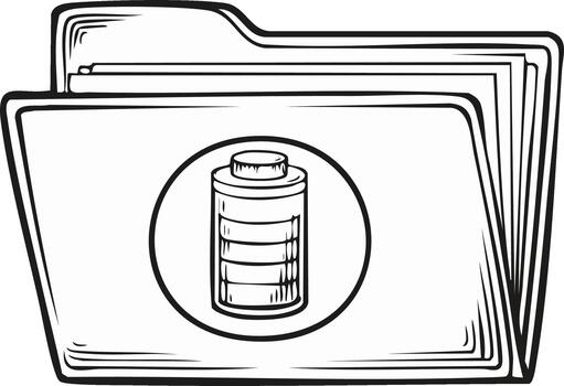 File folder with a full battery icon digital power data management vector