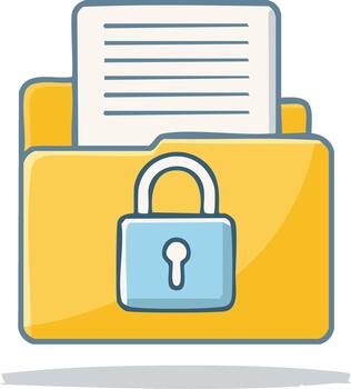 bloqueado carpeta con un documento representando datos seguridad, privacidad, y confidencial archivos vector