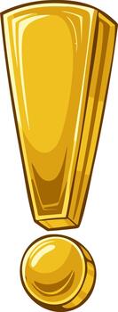 Shiny gold exclamation mark symbolizing importance attention or a warning message vector