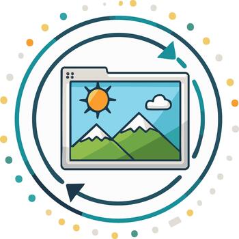 digital imagen archivo actualizar ilustración con carpeta paisaje y ciclismo flechas vector