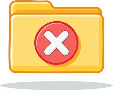 Yellow Folder with Red Cancel Symbol, Document Management Icon vector
