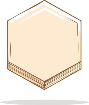 Isolated hexagonal shape with layered paper edges and warm beige fill vector