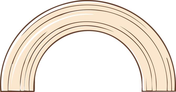 Stylized semicircle or half moon illustration with horizontal parallel lines and simple brown outline vector