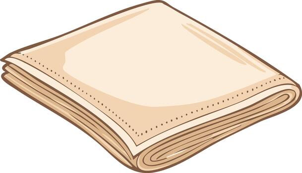 Folded fabric with decorative stitching and folded edges, light brown color vector