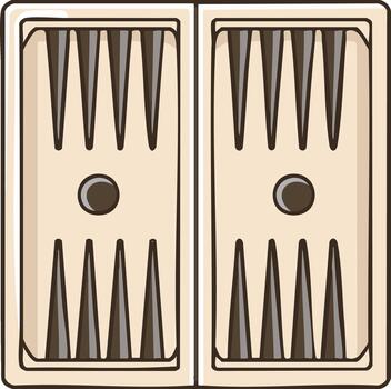 Illustration of an open backgammon board with triangular points and a central circle vector