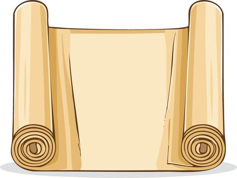 Cartoon Style Unrolled Paper Scroll with Rolled Ends for Text Placeholder vector