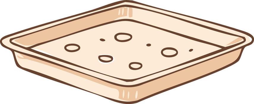 isométrica ilustración de un vacío marrón servicio bandeja o envase con agujeros vector