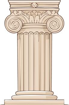 Classic Ionic Column Architecture Detail with Decorative Scrolls and Fluting vector