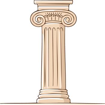 Ionic Column Illustration Drawing Isolated Classic Architectural Order Style Design vector