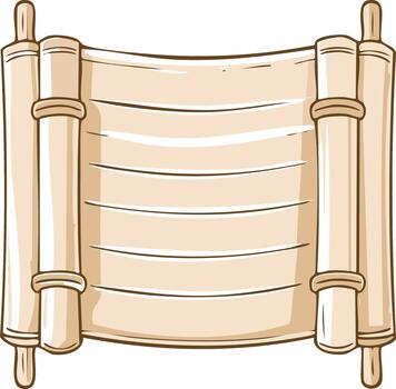 antiguo arrollado papel Desplazarse con blanco forrado espacio para texto y de madera cilindros vector