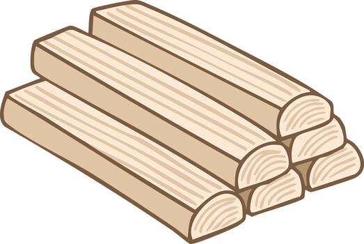 Stack of cut wooden logs with visible grain texture and rounded ends isolated on white vector