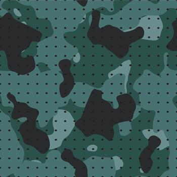 Green camouflage pattern with dark dots texture vector