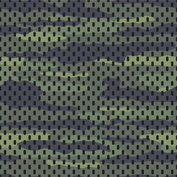 Camouflage pattern with perforated mesh texture background vector