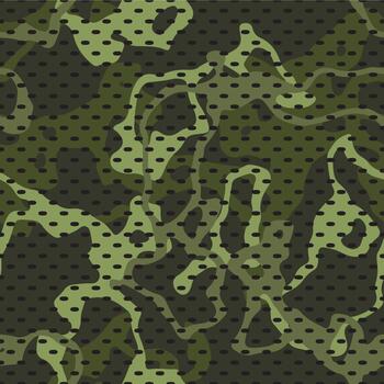 Green camouflage pattern developing a dotted overlay texture vector