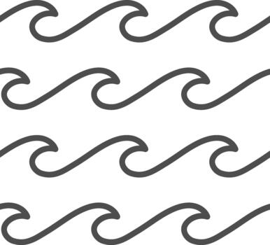 Seamless wave pattern drawing simple dark line vector