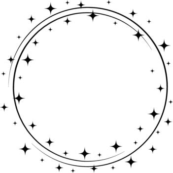 Sparkling circle frame with shiny radiating stars vector