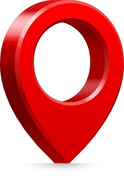 Red 3D map pointer icon indicating location direction vector