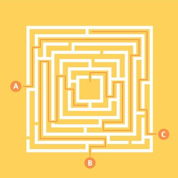 Navigating decision making with finding a solution in a maze vector