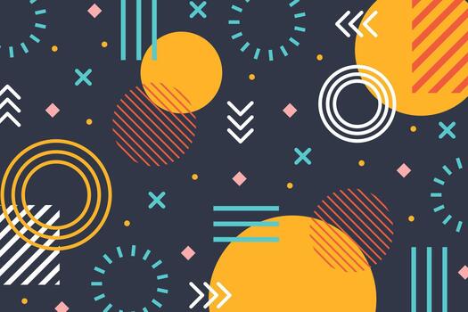 Abstract memphis style background creating geometric pattern vector