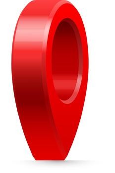 Red 3D map pointer indicating location symbol vector