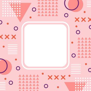 Abstract memphis style pattern with blank frame vector
