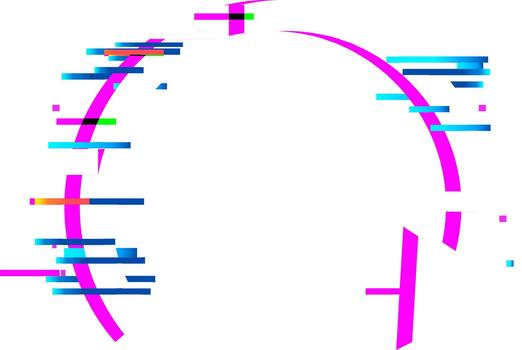 Abstract digital glitch arc with broken segments vector